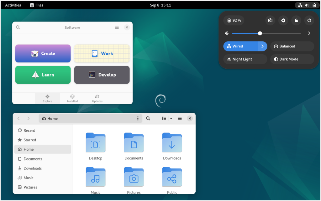 Tampilan Desktop Linux Debian 12.7